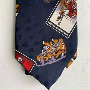 SOLD! Men’s Handmade Hockey Icon Navy Blue Neck Tie by Renaissance